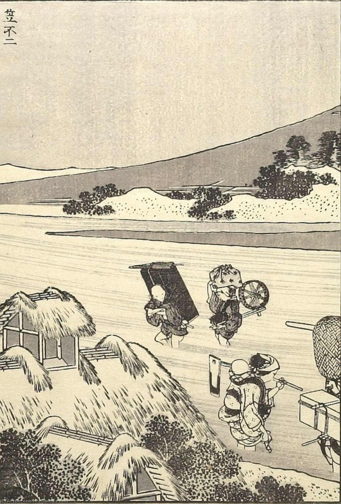 Wikioo.org - The Encyclopedia of Fine Arts - Painting, Artwork by Katsushika Hokusai - Fuji With A Hat