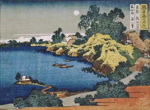 Wikioo.org - The Encyclopedia of Fine Arts - Painting, Artwork by Katsushika Hokusai - Full Moon At The Sumida River Of The Eastern Capital