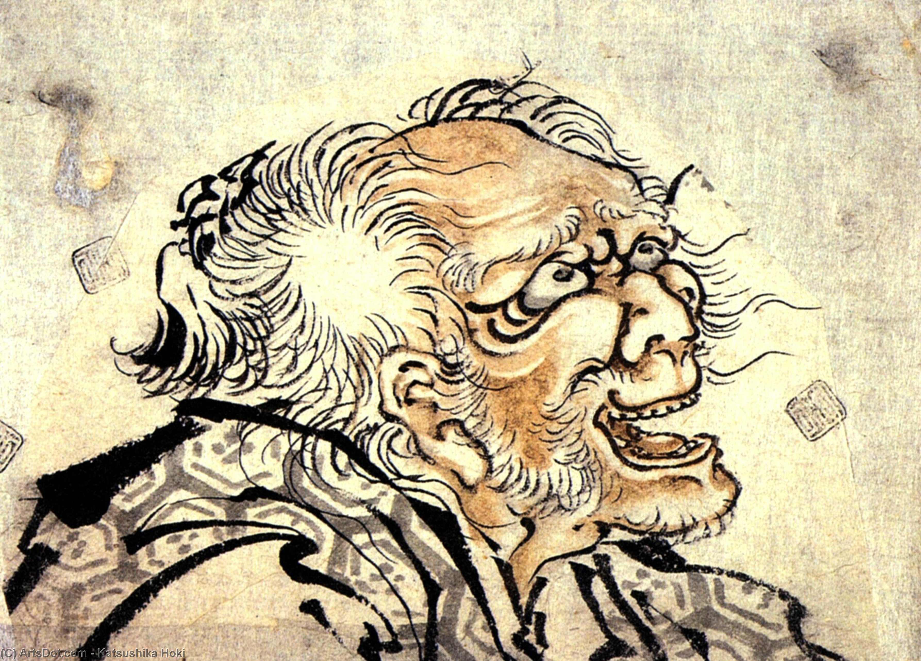 Wikioo.org - The Encyclopedia of Fine Arts - Painting, Artwork by Katsushika Hokusai - Head Of An Old Man