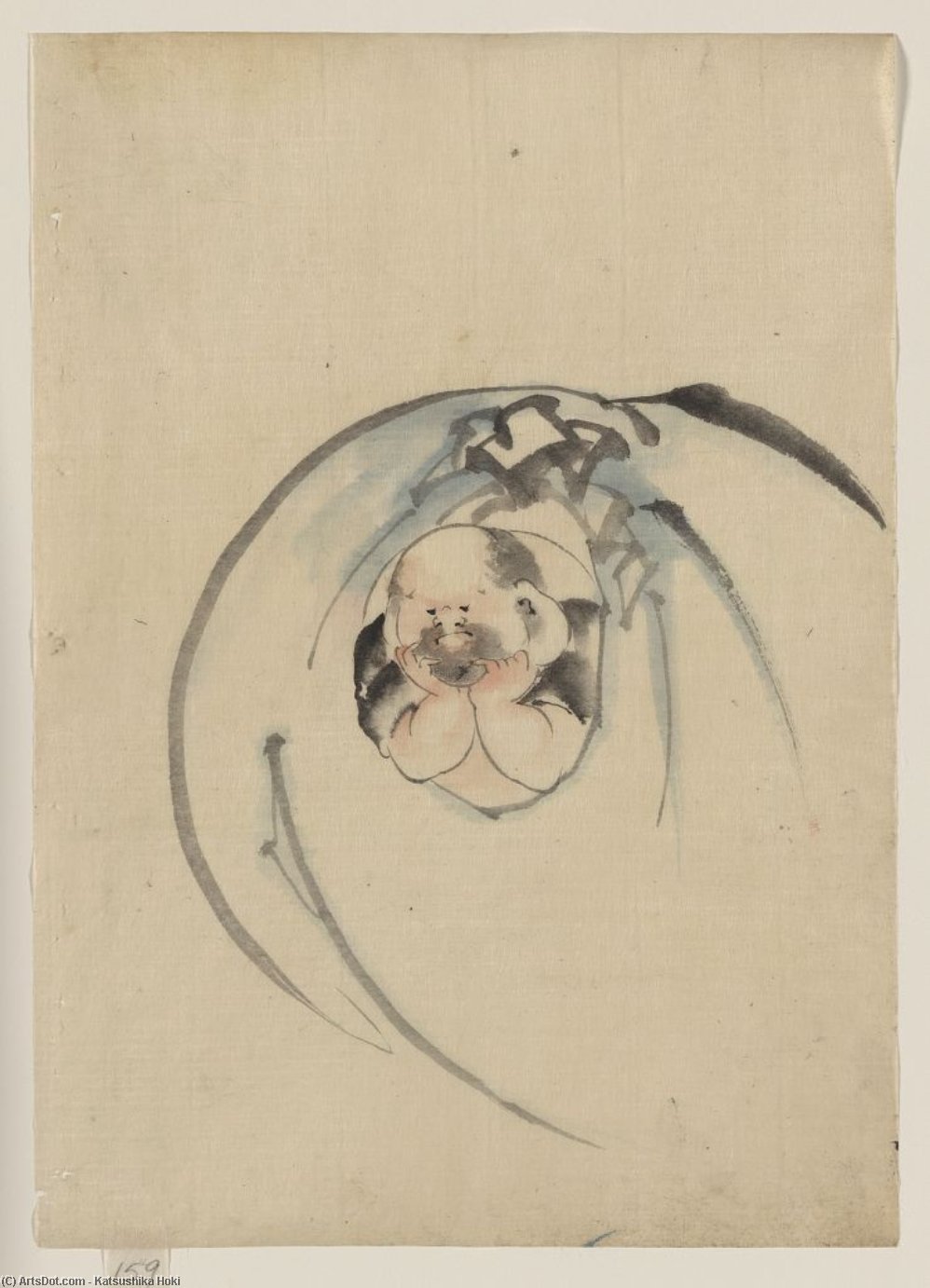 Wikioo.org – La Enciclopedia de las Bellas Artes - Pintura, Obras de arte de Katsushika Hokusai - Hotei , el dios de bueno Fortuna , uno de los Siete Suerte Dioses