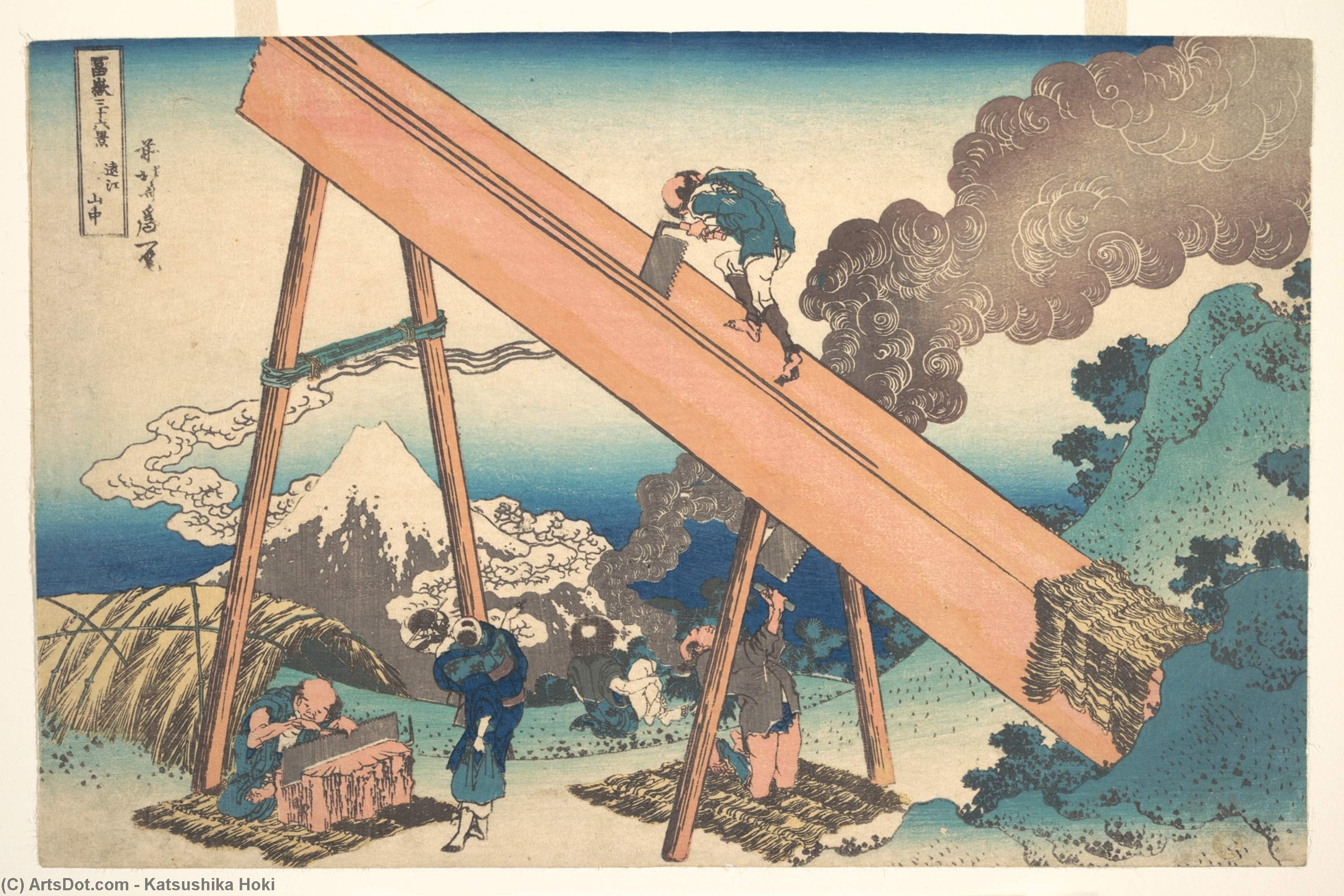 Wikioo.org - The Encyclopedia of Fine Arts - Painting, Artwork by Katsushika Hokusai - In The Mountains Of Tôtomi Province