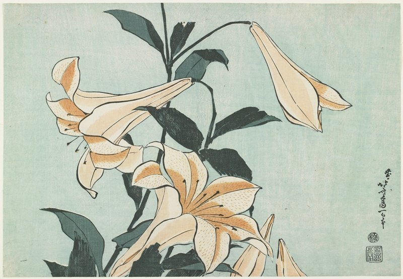 WikiOO.org - Encyclopedia of Fine Arts - Maľba, Artwork Katsushika Hokusai - Lilies