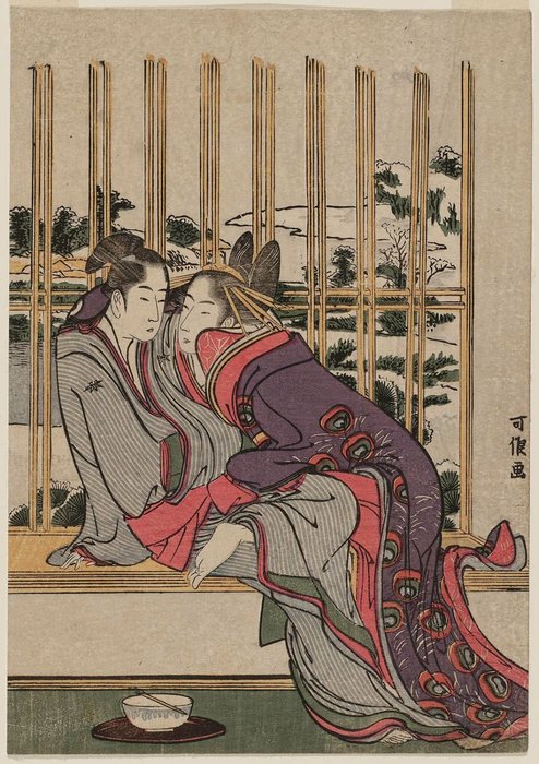 WikiOO.org - Enciclopedia of Fine Arts - Pictura, lucrări de artă Katsushika Hokusai - Lingering Snow For Azuma And Yohei