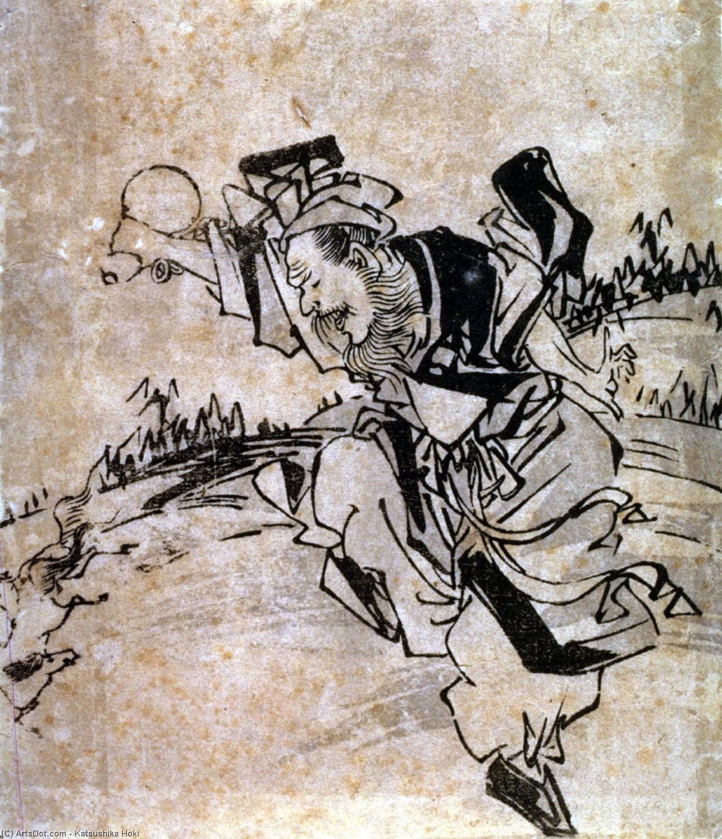 Wikioo.org - The Encyclopedia of Fine Arts - Painting, Artwork by Katsushika Hokusai - Man Dancing