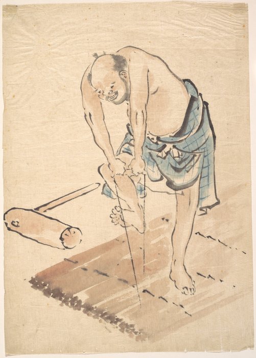 WikiOO.org - Enciklopedija likovnih umjetnosti - Slikarstvo, umjetnička djela Katsushika Hokusai - Man On A Raft