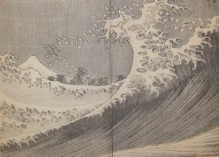 Wikioo.org - The Encyclopedia of Fine Arts - Painting, Artwork by Katsushika Hokusai - Mt. Fuji And Great Wave