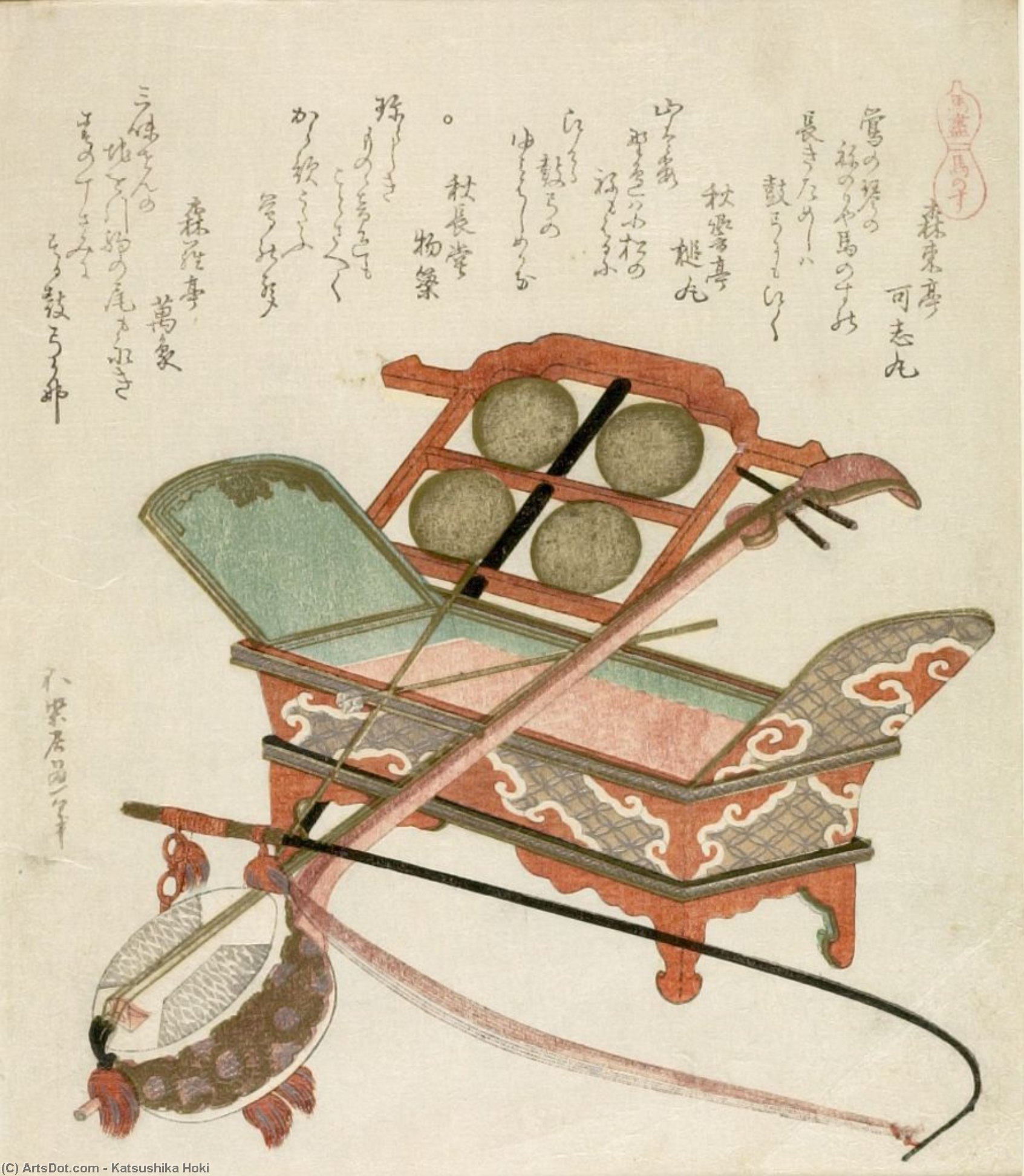WikiOO.org – 美術百科全書 - 繪畫，作品 Katsushika Hokusai -  音乐  仪器