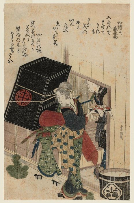 Wikioo.org - Encyklopedia Sztuk Pięknych - Malarstwo, Grafika Katsushika Hokusai - New Years Day Scene In The Yoshiwara
