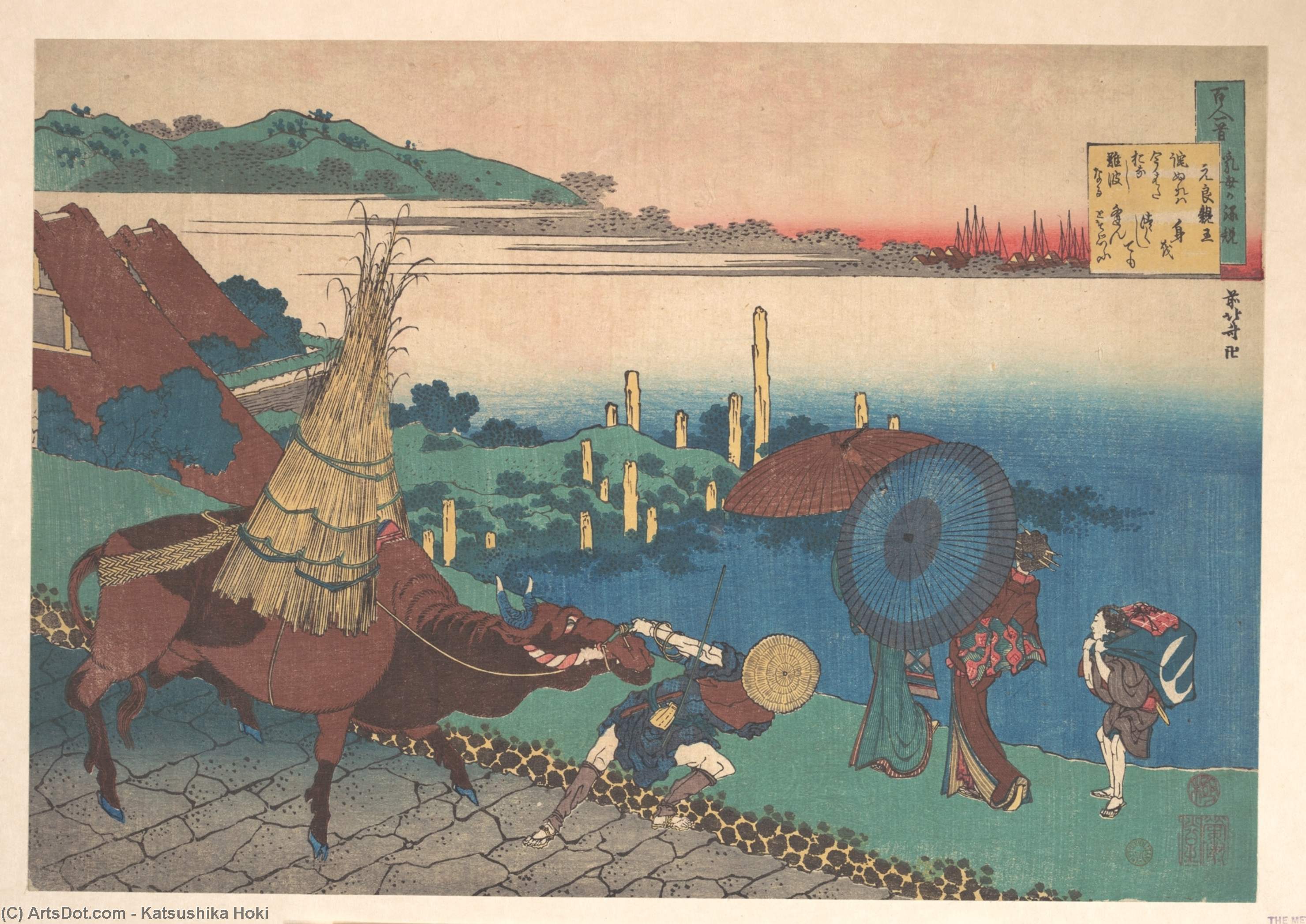 Wikioo.org - The Encyclopedia of Fine Arts - Painting, Artwork by Katsushika Hokusai - Poem By Motoyoshi Shinnô