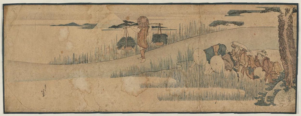 Wikioo.org – La Enciclopedia de las Bellas Artes - Pintura, Obras de arte de Katsushika Hokusai - La siembra de arroz
