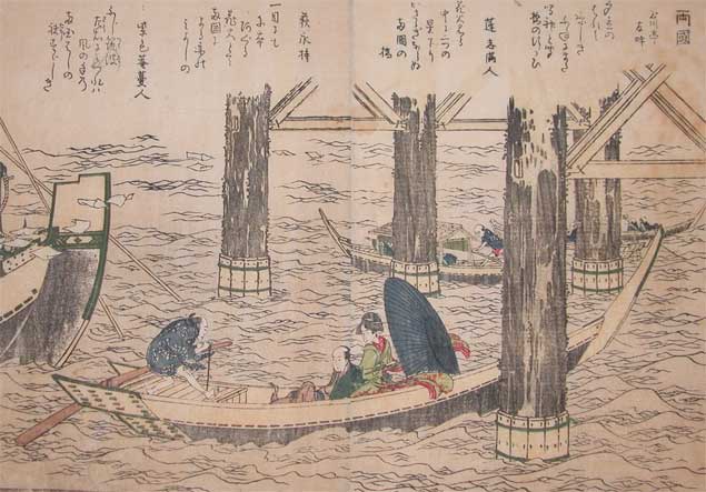WikiOO.org - 百科事典 - 絵画、アートワーク Katsushika Hokusai - 両国橋