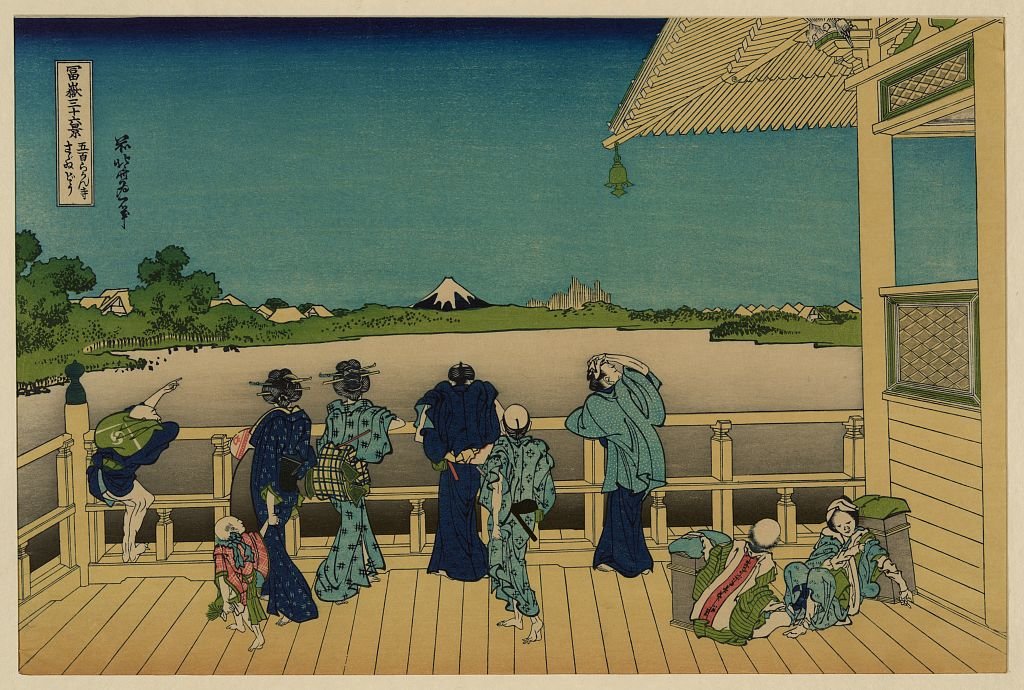Wikioo.org - The Encyclopedia of Fine Arts - Painting, Artwork by Katsushika Hokusai - Sazai Hall, Temple Of Five Hundred Rankan