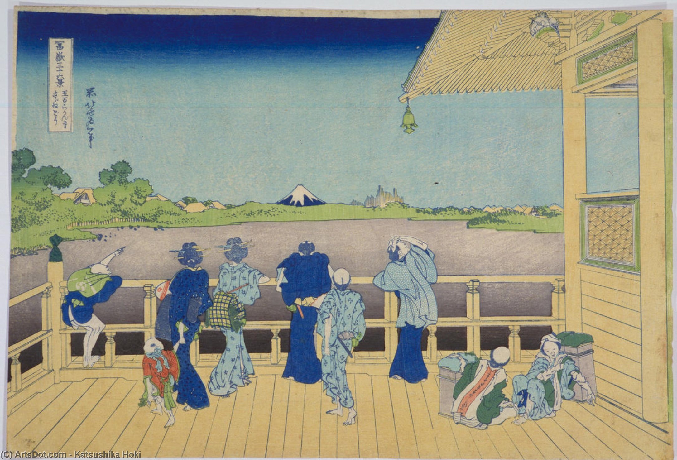 WikiOO.org - 백과 사전 - 회화, 삽화 Katsushika Hokusai - Sazaido Hall At Gohyakurakanji Temple