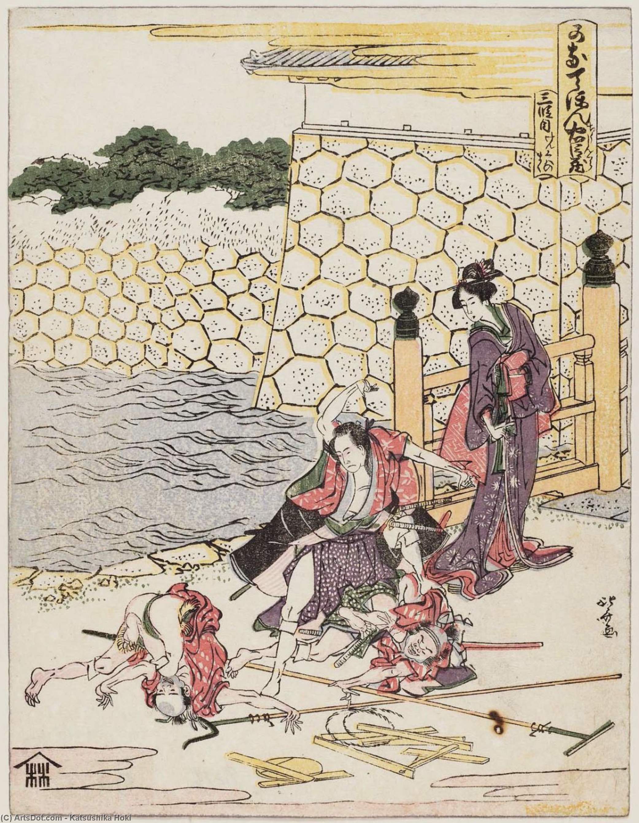 Wikioo.org - The Encyclopedia of Fine Arts - Painting, Artwork by Katsushika Hokusai - Scene Of The Quarrel