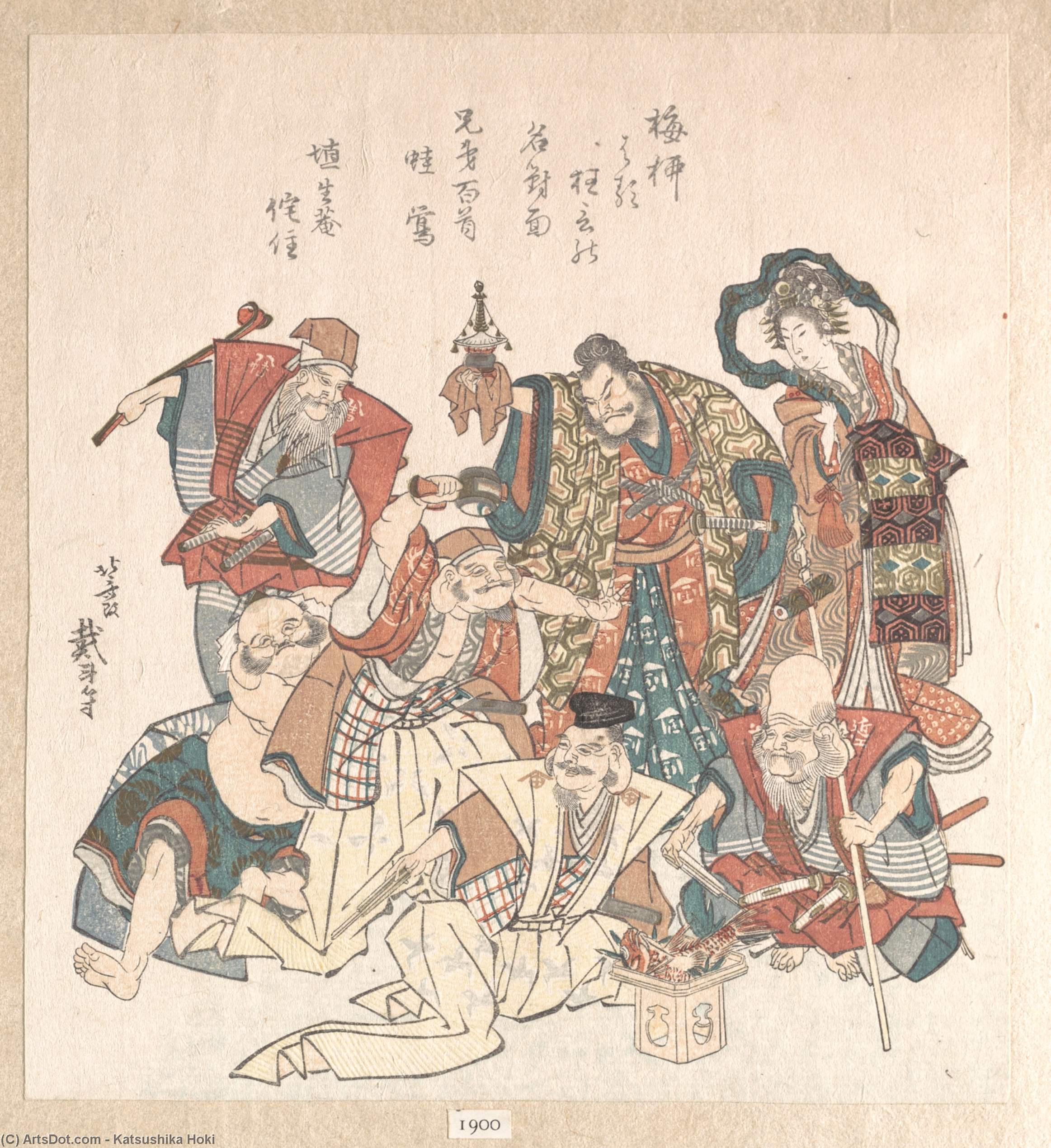 Wikioo.org – La Enciclopedia de las Bellas Artes - Pintura, Obras de arte de Katsushika Hokusai - siete dioses  todaclasede  despedida  fortuna