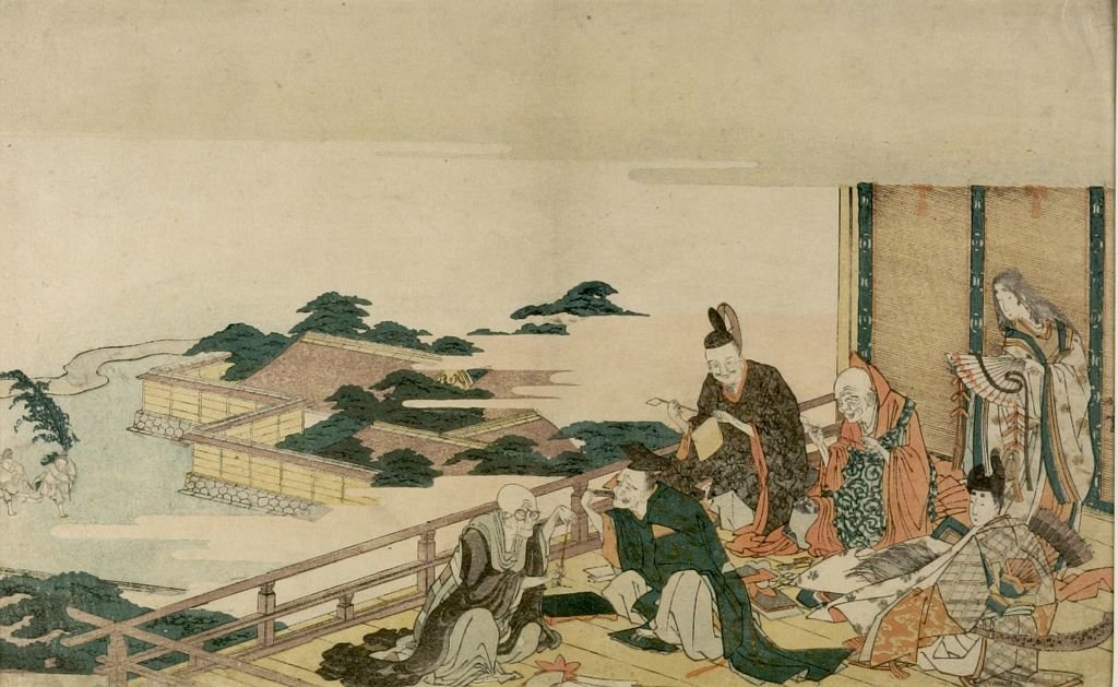 Wikioo.org – La Enciclopedia de las Bellas Artes - Pintura, Obras de arte de Katsushika Hokusai - Seis Sage Poetas