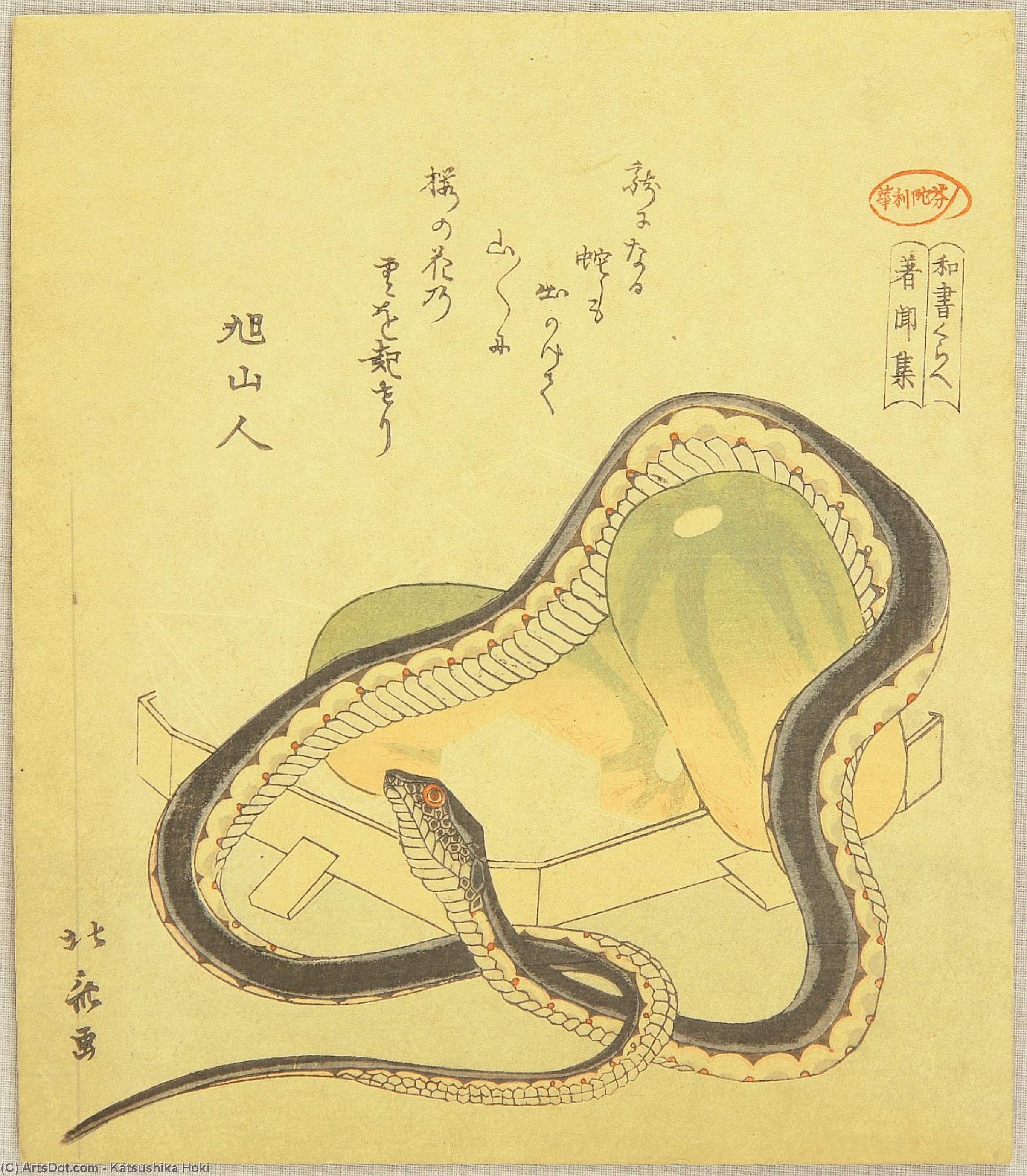 Wikioo.org - The Encyclopedia of Fine Arts - Painting, Artwork by Katsushika Hokusai - Snake And Gourds
