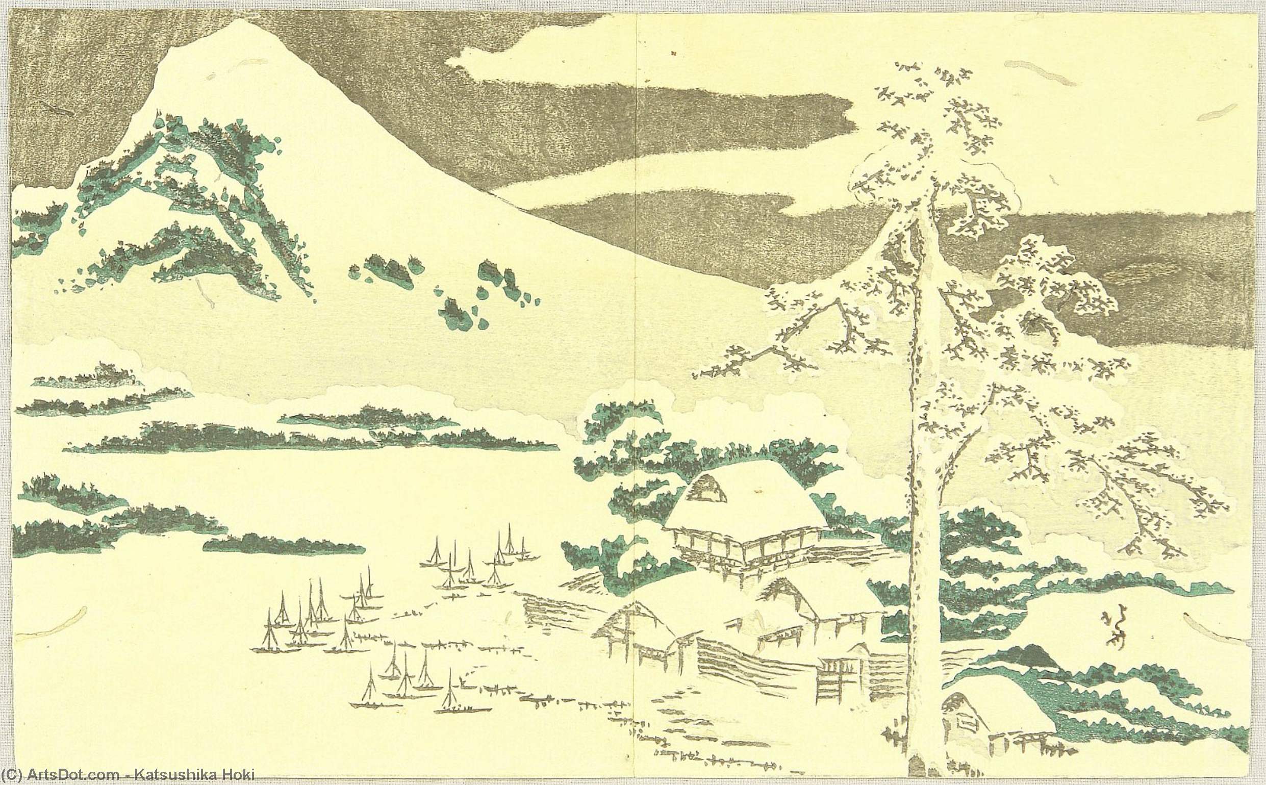 Wikioo.org - The Encyclopedia of Fine Arts - Painting, Artwork by Katsushika Hokusai - Snow Landscape