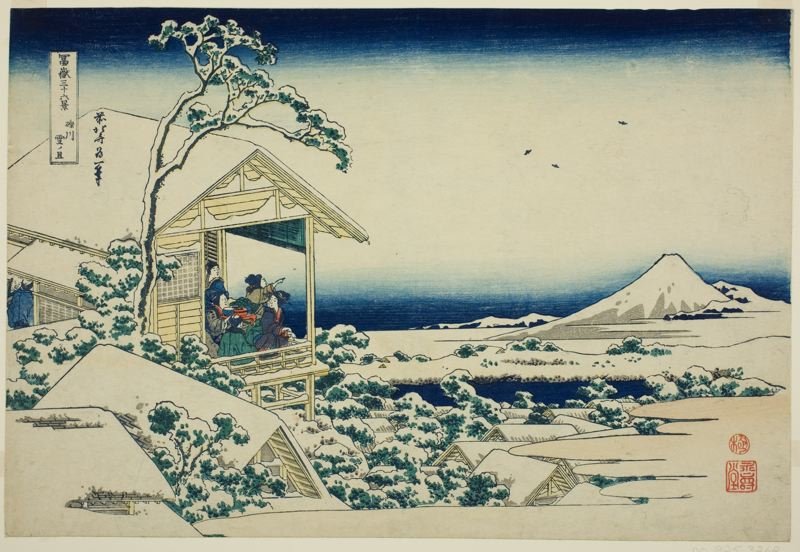 WikiOO.org - Encyclopedia of Fine Arts - Maalaus, taideteos Katsushika Hokusai - Snowy Morning From Koishikawa