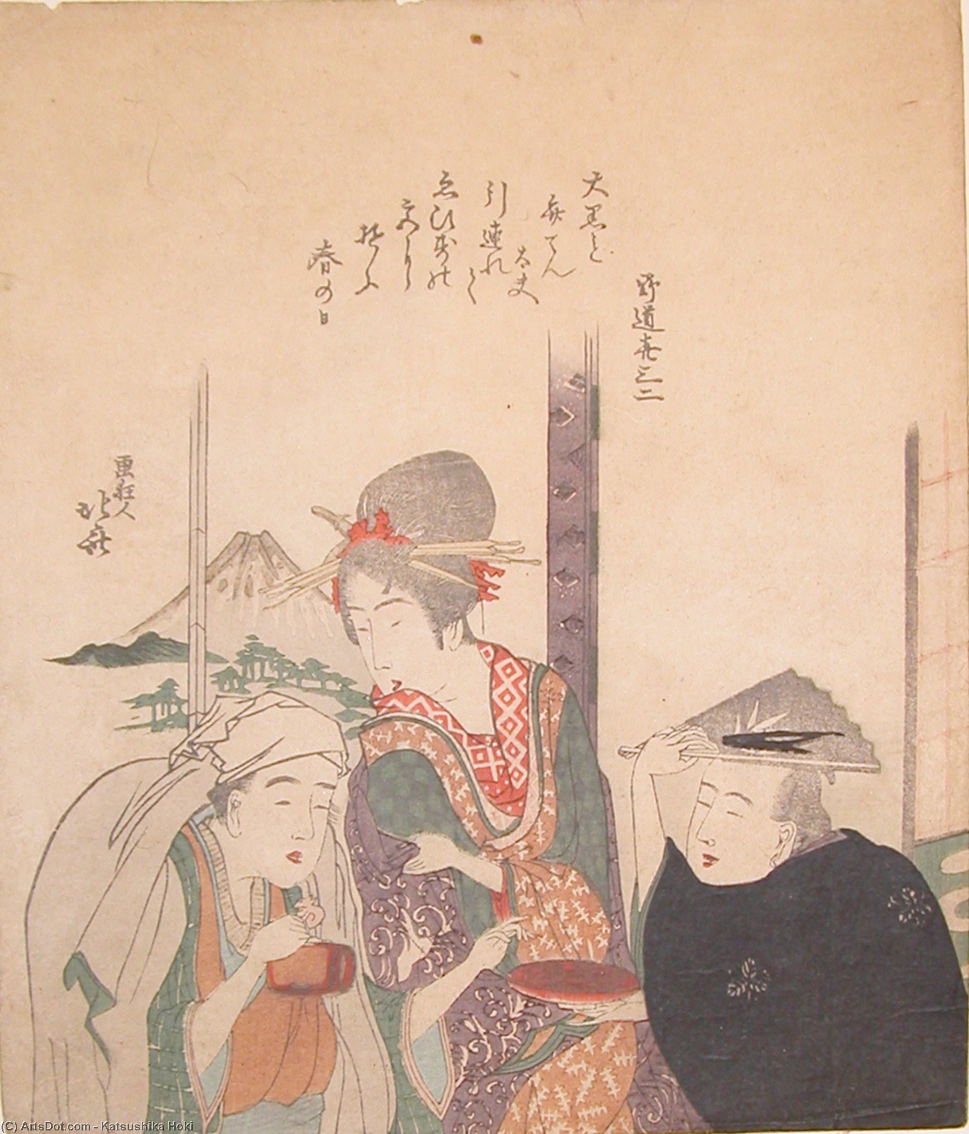 Wikioo.org - The Encyclopedia of Fine Arts - Painting, Artwork by Katsushika Hokusai - Spring Celebration