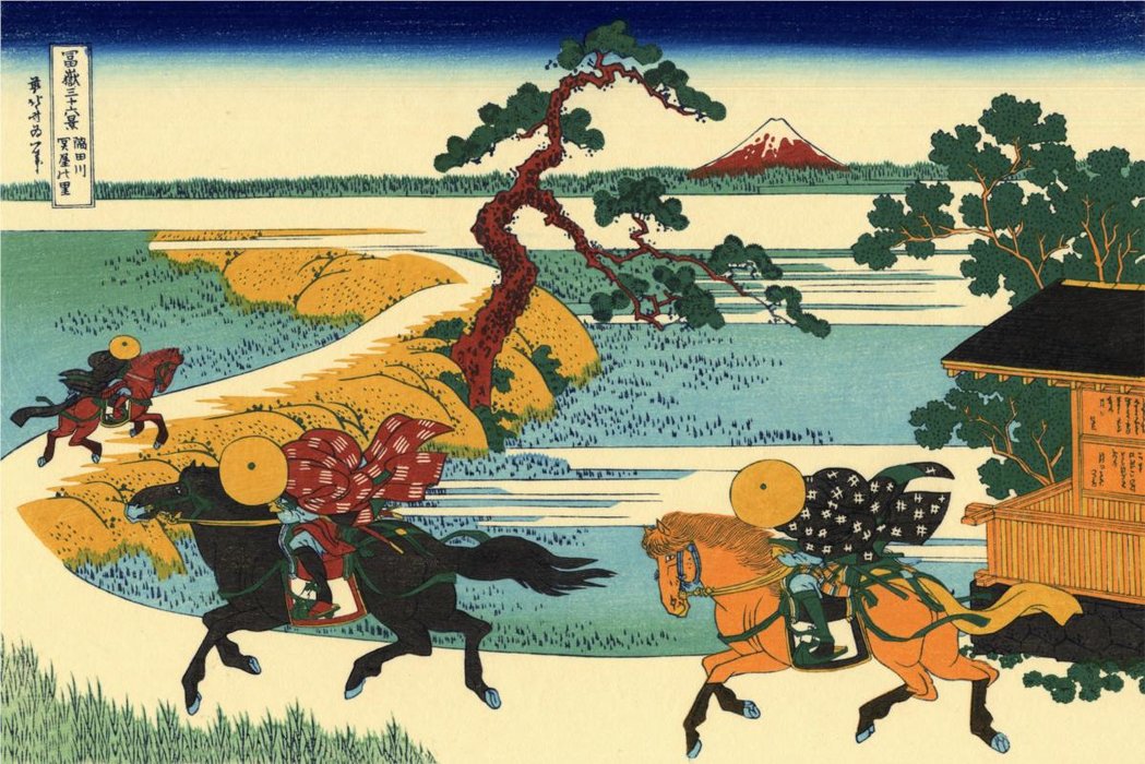 WikiOO.org - Encyclopedia of Fine Arts - Malba, Artwork Katsushika Hokusai - The Fields Of Sekiya By The Sumida River