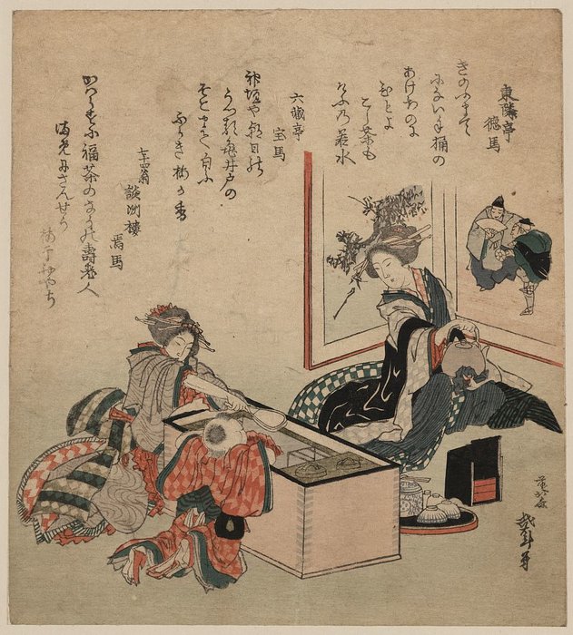Wikoo.org - موسوعة الفنون الجميلة - اللوحة، العمل الفني Katsushika Hokusai - The First Tea Of The Year