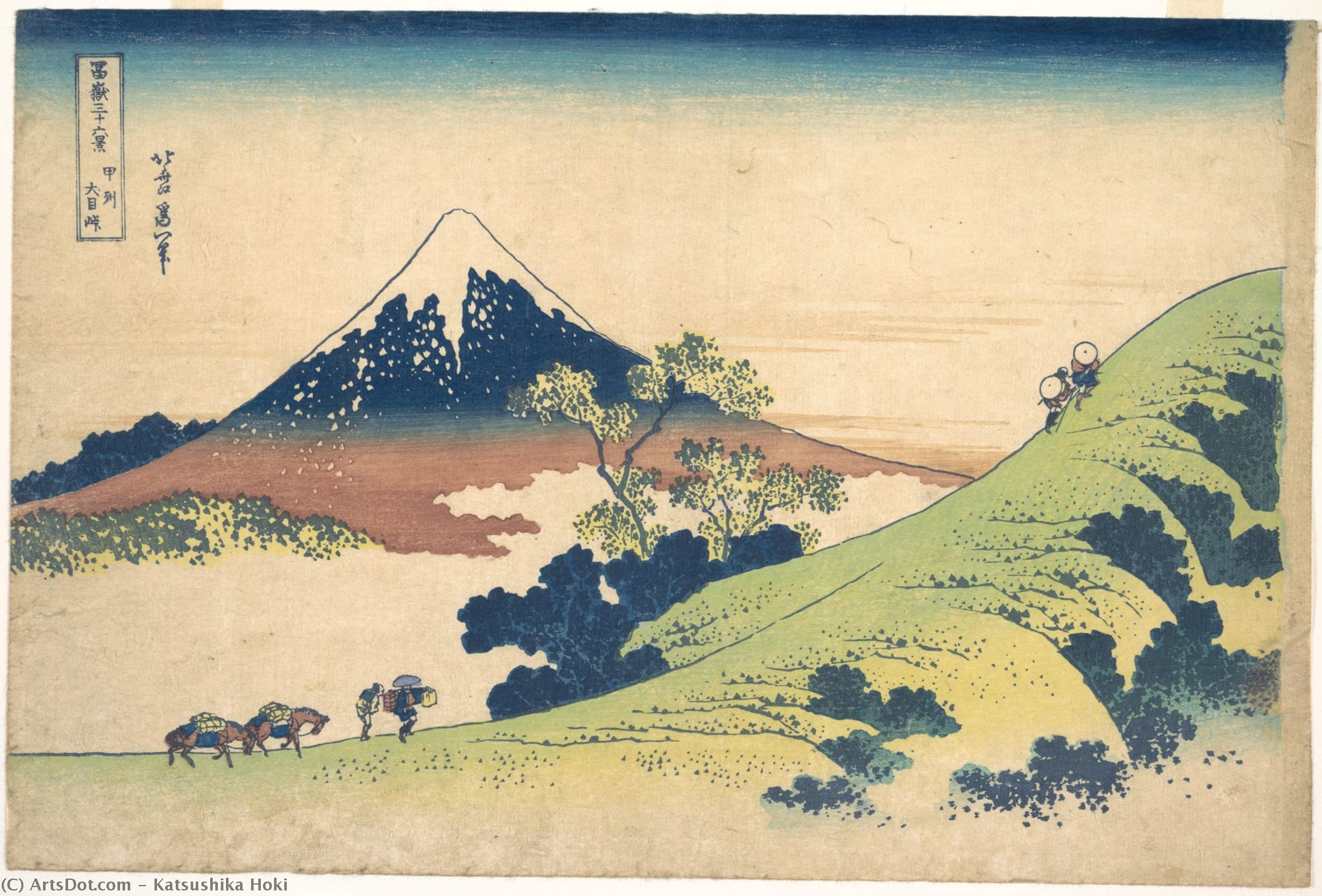 Wikioo.org - The Encyclopedia of Fine Arts - Painting, Artwork by Katsushika Hokusai - The Inume Pass In Kai Province
