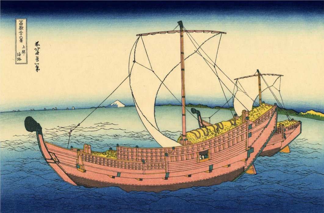WikiOO.org – 美術百科全書 - 繪畫，作品 Katsushika Hokusai - 上总 大海 路线