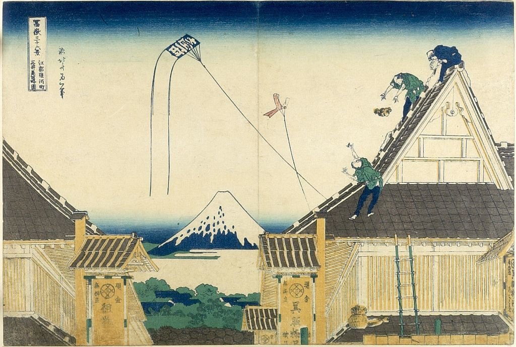 Wikioo.org - The Encyclopedia of Fine Arts - Painting, Artwork by Katsushika Hokusai - The Mitsui Shop On Suruga Street In Edo