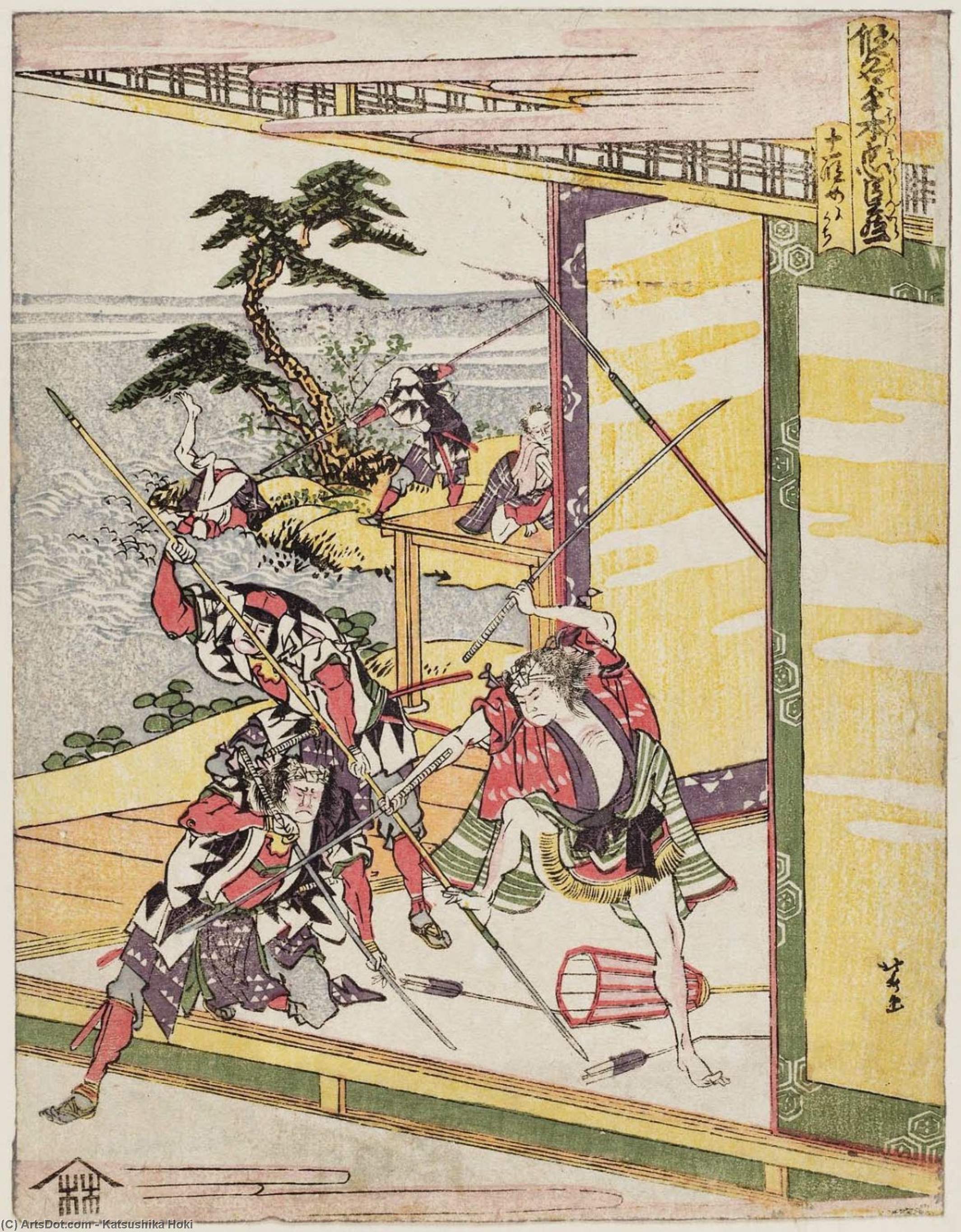 WikiOO.org - אנציקלופדיה לאמנויות יפות - ציור, יצירות אמנות Katsushika Hokusai - The Night Attack