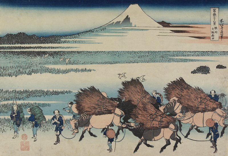 Wikioo.org - The Encyclopedia of Fine Arts - Painting, Artwork by Katsushika Hokusai - The Paddies Of Ono In Suruga Province