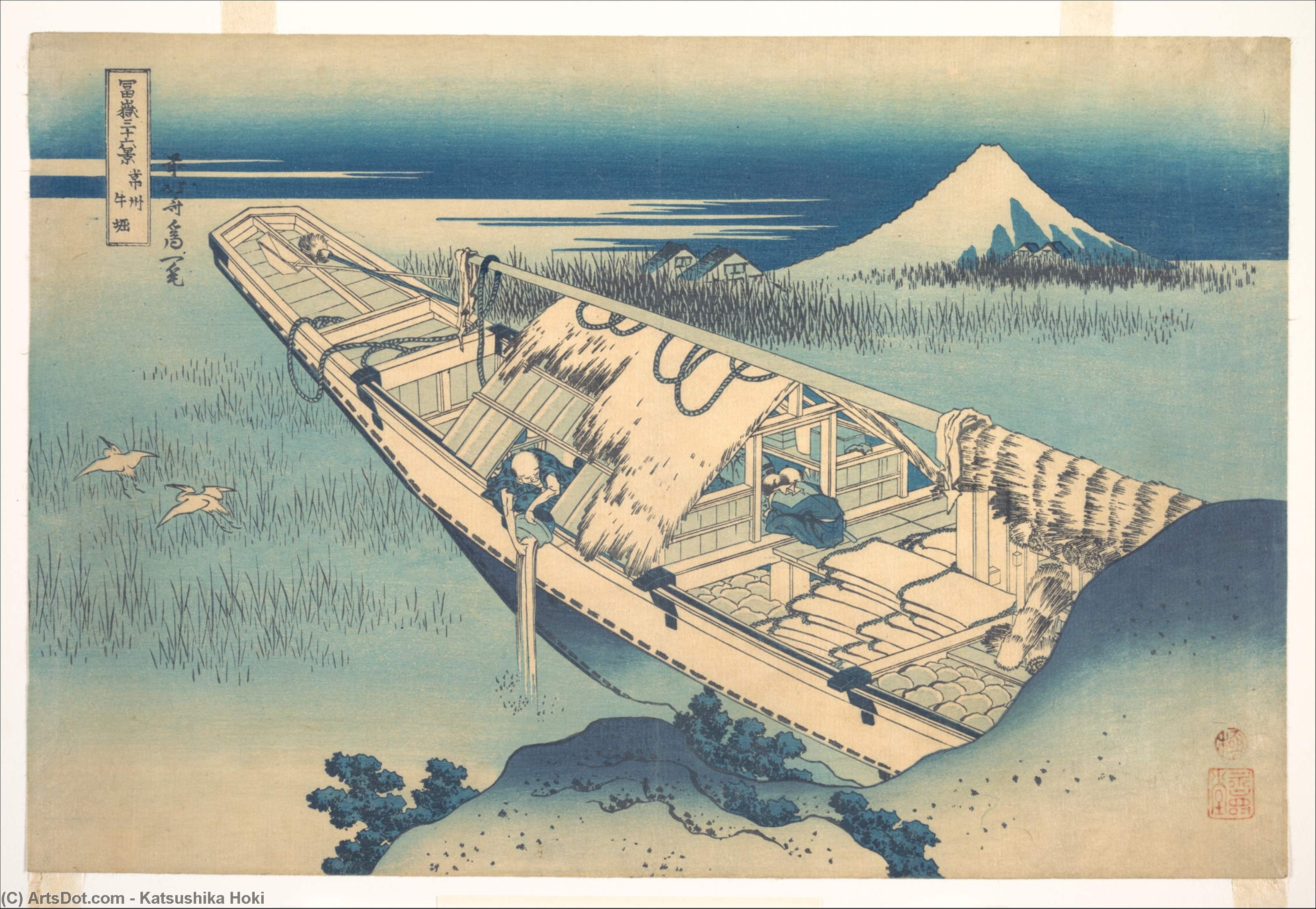 WikiOO.org – 美術百科全書 - 繪畫，作品 Katsushika Hokusai - Ushibori 在 日立 省