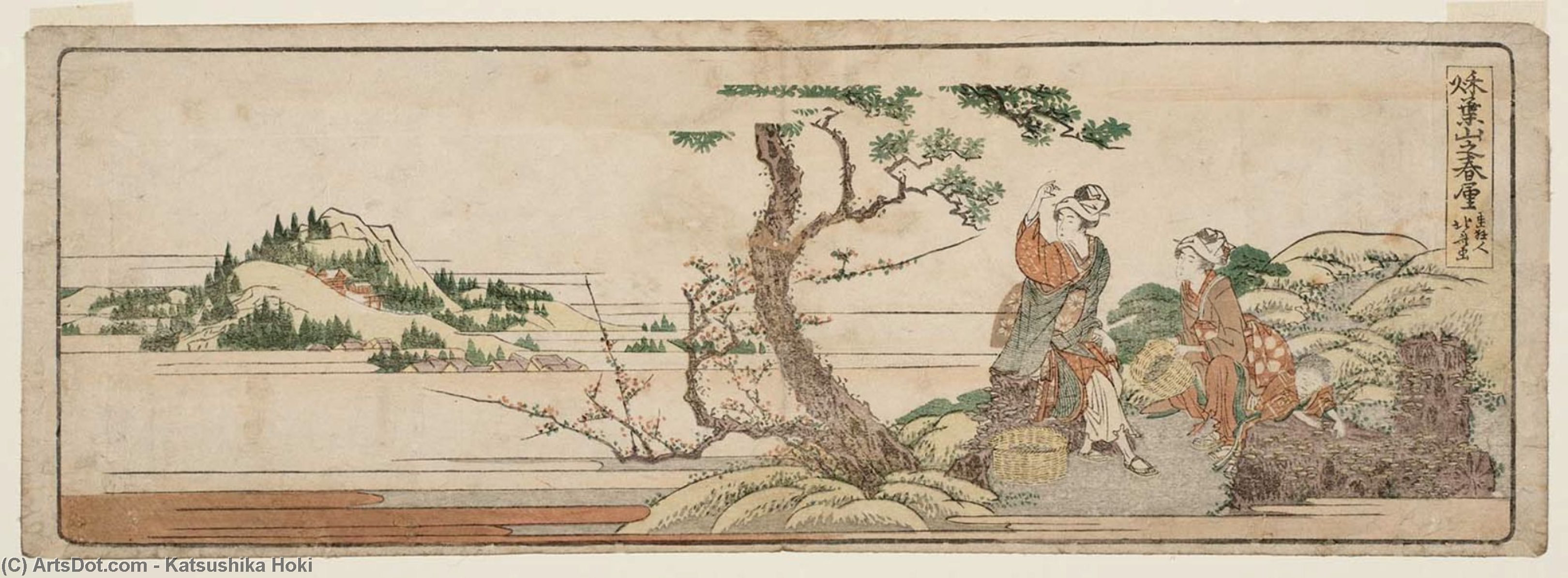 WikiOO.org - 百科事典 - 絵画、アートワーク Katsushika Hokusai - 村 akibayamaで インチ 春