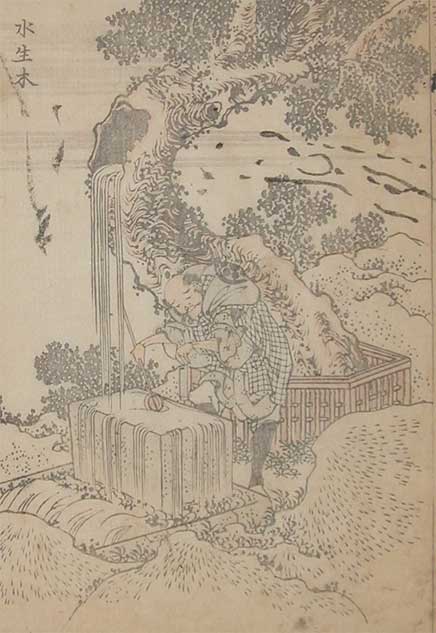 Wikioo.org – La Enciclopedia de las Bellas Artes - Pintura, Obras de arte de Katsushika Hokusai - agua `falling` desde el árbol