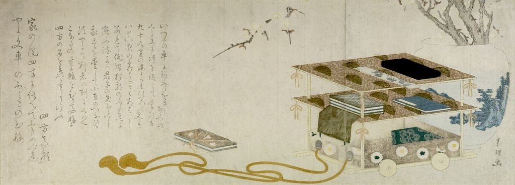 WikiOO.org - 백과 사전 - 회화, 삽화 Katsushika Hokusai - Wheeled Writing Table