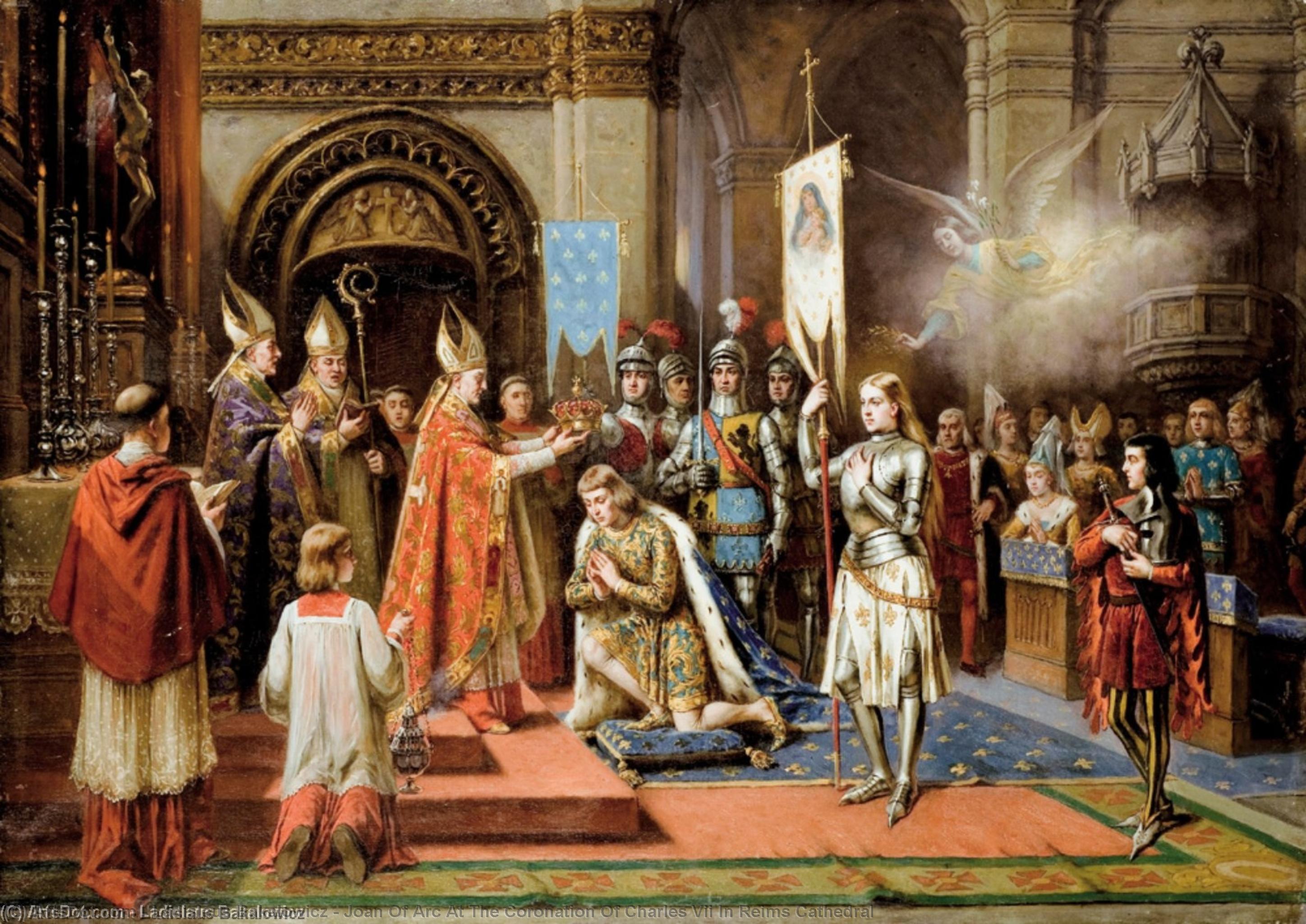 Wikioo.org - The Encyclopedia of Fine Arts - Painting, Artwork by Ladislaus Bakalowicz - Joan Of Arc At The Coronation Of Charles Vii In Reims Cathedral