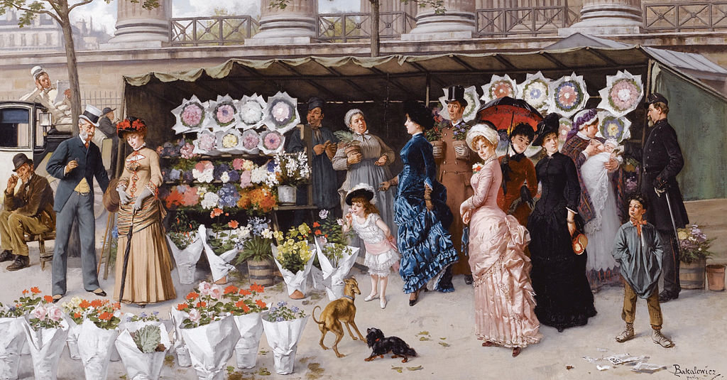 Wikioo.org - The Encyclopedia of Fine Arts - Painting, Artwork by Ladislaus Bakalowicz - Marche Aux Fleurs A La Madeleine