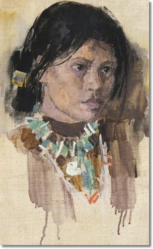 Wikoo.org - موسوعة الفنون الجميلة - اللوحة، العمل الفني Leon Shulman Gaspard - Navajo Girl