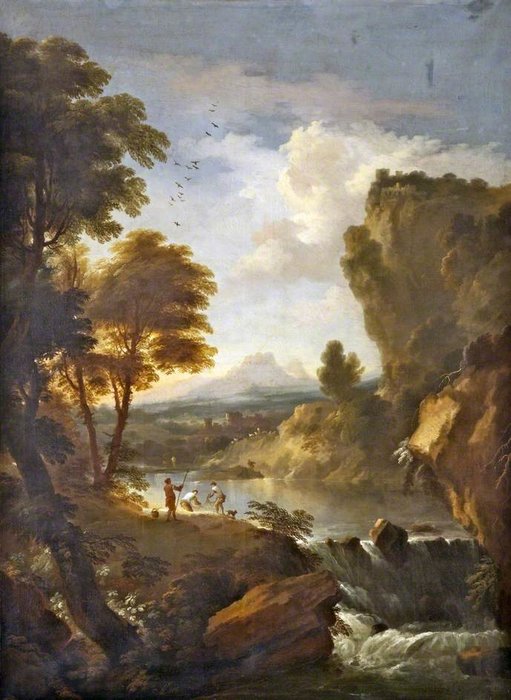 Wikioo.org - The Encyclopedia of Fine Arts - Painting, Artwork by Lukas Moser - Landscape With A Waterfall