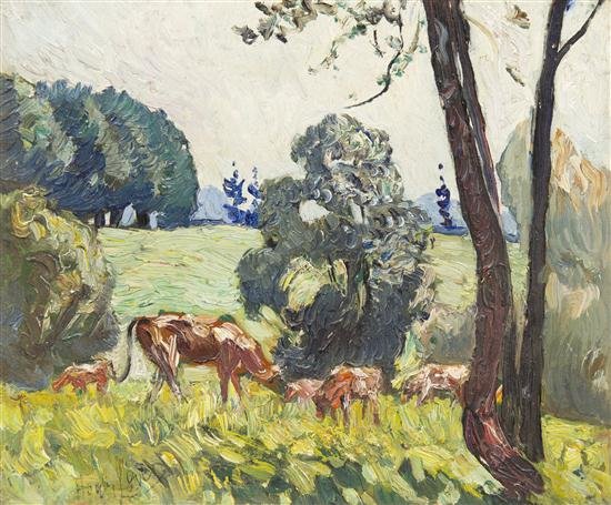Wikioo.org - The Encyclopedia of Fine Arts - Painting, Artwork by Richard Hayley Lever - Cows At Hamden