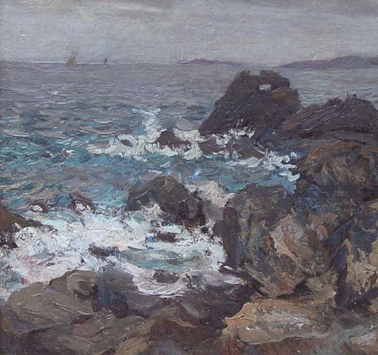 Wikioo.org - สารานุกรมวิจิตรศิลป์ - จิตรกรรม Richard Hayley Lever - Distant Sailing Boats Off Clodgy Point