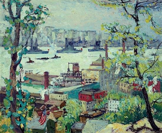 WikiOO.org - Encyclopedia of Fine Arts - Malba, Artwork Richard Hayley Lever - Hudson River From Fort Lee