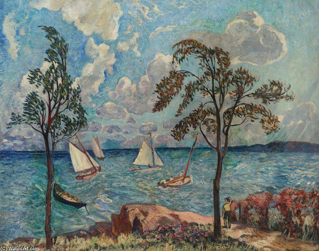 Wikioo.org – L'Enciclopedia delle Belle Arti - Pittura, Opere di Richard Hayley Lever - Vento sul porto
