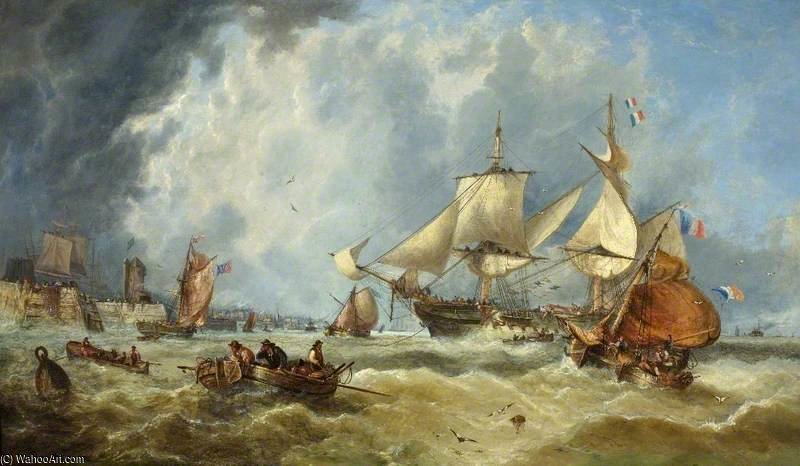 WikiOO.org - Encyclopedia of Fine Arts - Maleri, Artwork John Callow - Scene In The English Channel