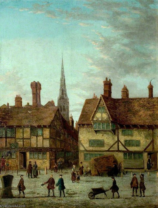 WikiOO.org - Encyclopedia of Fine Arts - Maleri, Artwork John Paul - Corner Of Market Place, Newark, Nottinghamshire