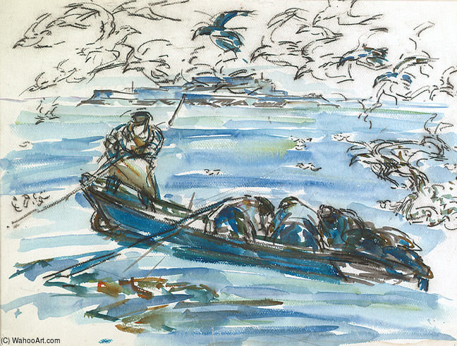 Wikioo.org - The Encyclopedia of Fine Arts - Painting, Artwork by Joseph Raphael - Fishermen, San Francisco Bay