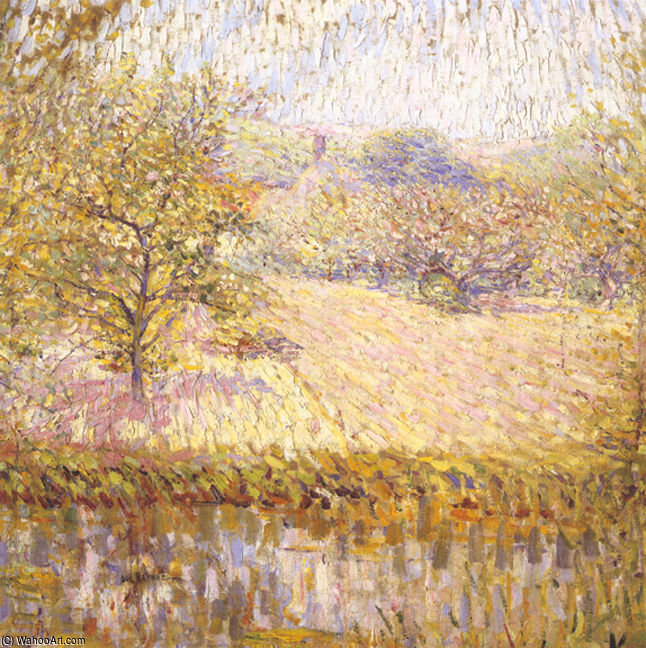 WikiOO.org - Encyclopedia of Fine Arts - Maľba, Artwork Joseph Raphael - Pond With Flowering Trees