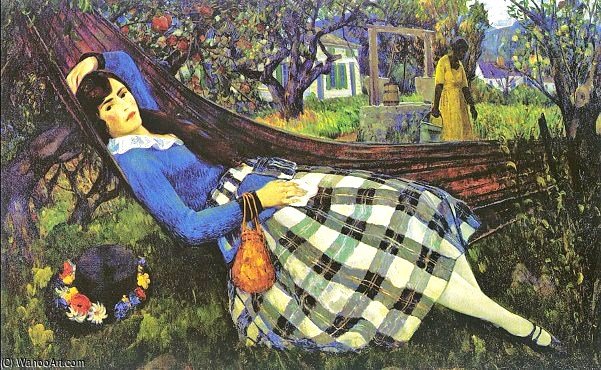 WikiOO.org - Encyclopedia of Fine Arts - Maalaus, taideteos Leon Kroll - Girl In A Hammock
