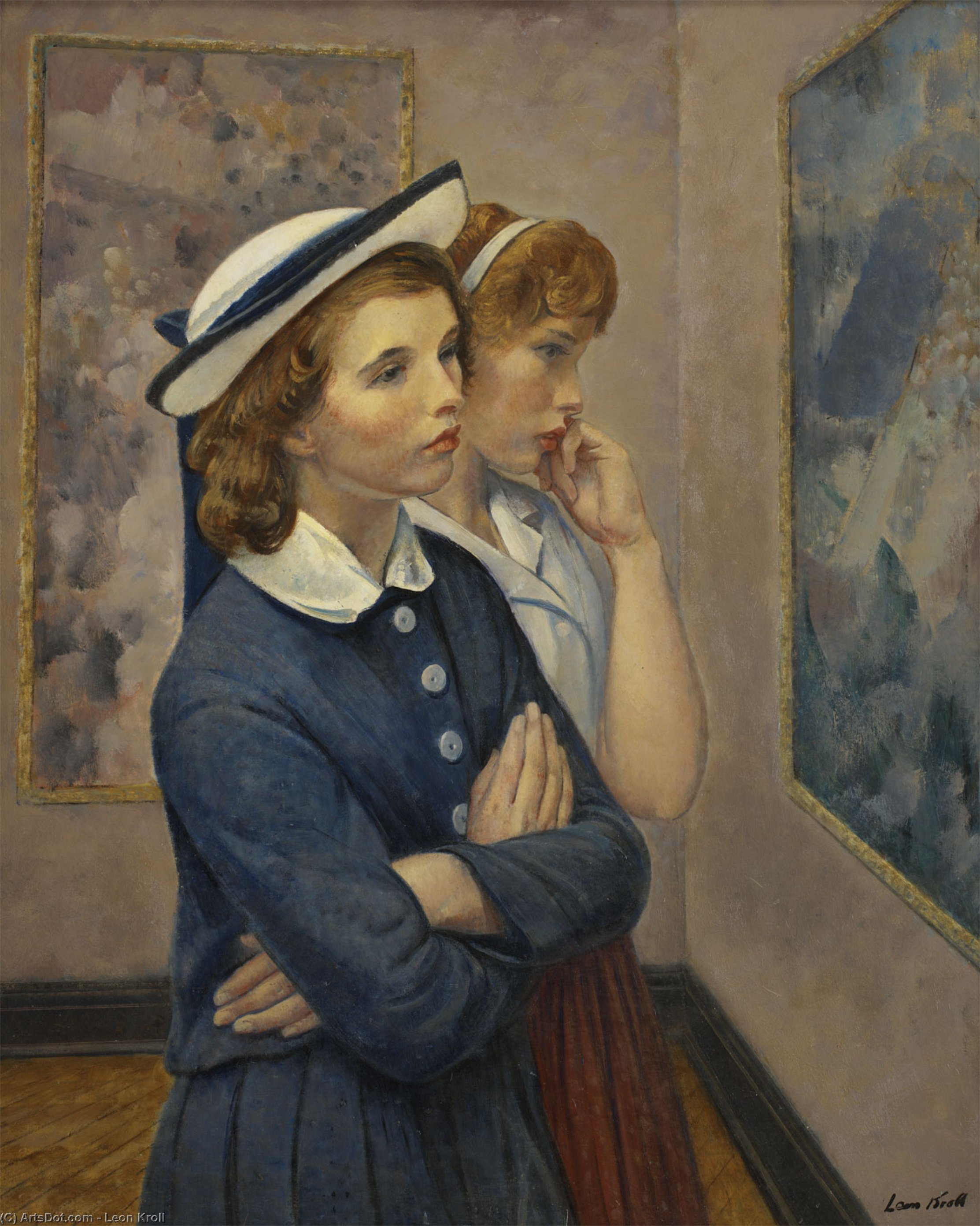 WikiOO.org - Encyclopedia of Fine Arts - Målning, konstverk Leon Kroll - Girls At The Exhibition