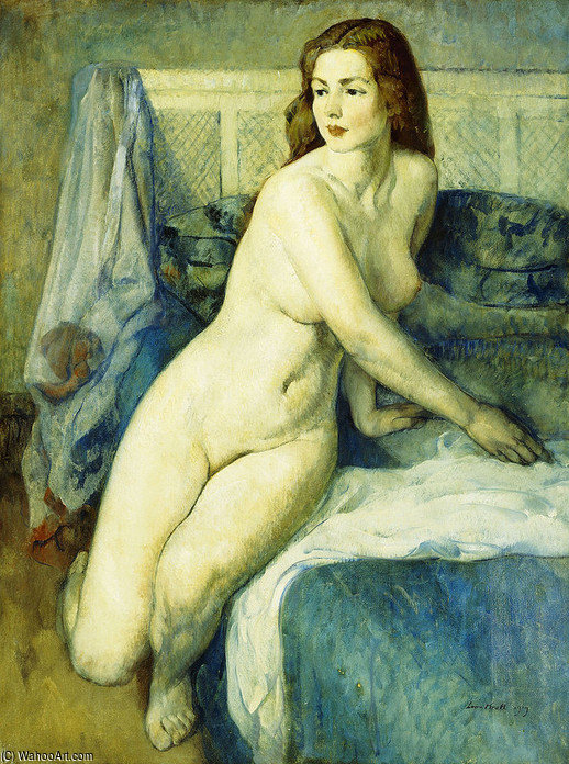 Wikioo.org - The Encyclopedia of Fine Arts - Painting, Artwork by Leon Kroll - Nude In A Blue Interior